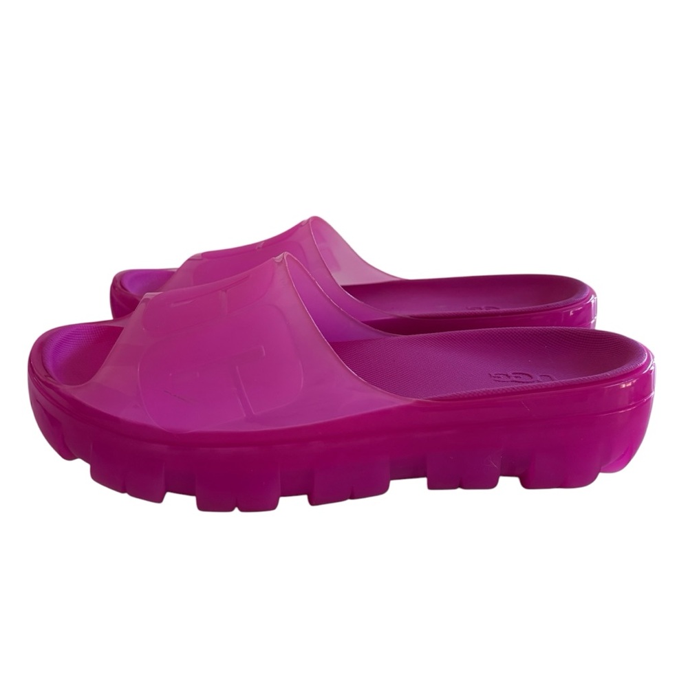 UGG Vibrant Pink Gloss Platform Slide Sandals - Picture 3 of 11